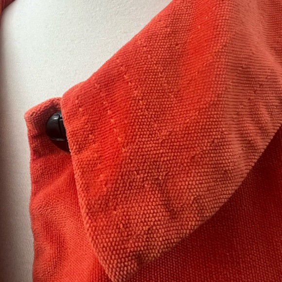 Anthropologie Tulle velour rust orange long coat button down fully lined - Picture 3 of 10
